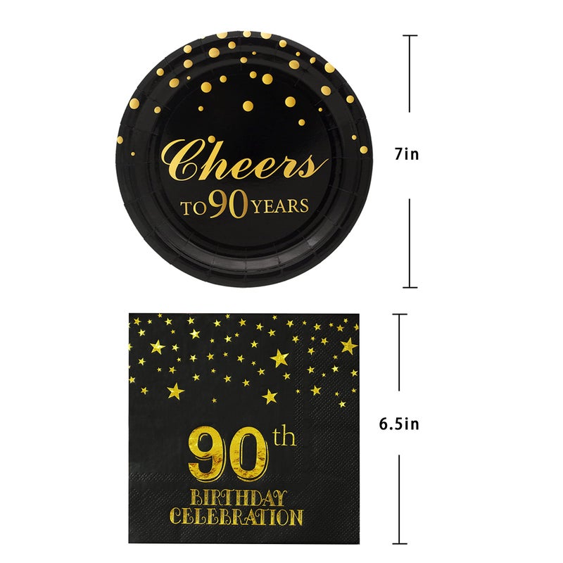 Pandecor 90th Birthday Party Plates and Napkins Party Supplies Set Serve up to 20 Guests (90 years old) - Image 3
